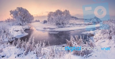 Colorful Winter Sunrise Stock Photo