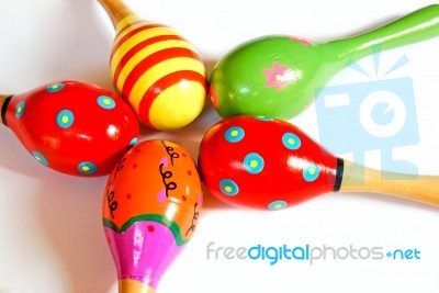 Colorful Wooden Toy Maracas Stock Photo