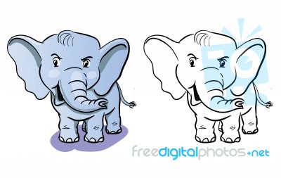 Coloring Elephant Cartoon - Coloring Book For Children Stock Image