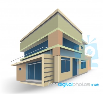 Colors House Modern Scene Stock Image