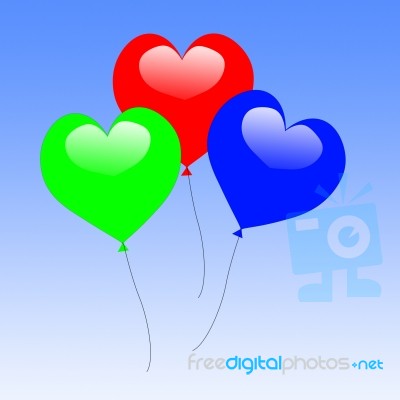 Colourful Heart Balloons Show Wedding Feast Or Engagement Party Stock Image