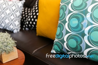 Colourful Pillows On A Sofa Stock Photo