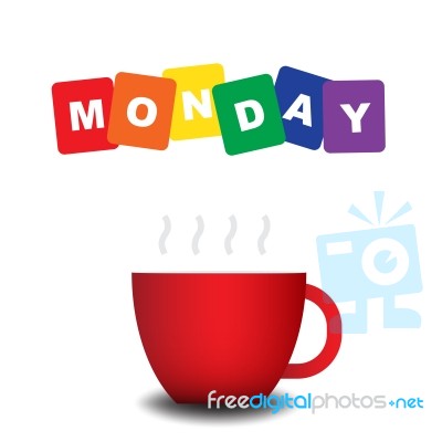 Colourful Text Monday With Red Cup Stock Image