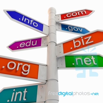 Colourful Url Signpost Shows Www. Addresses Stock Image