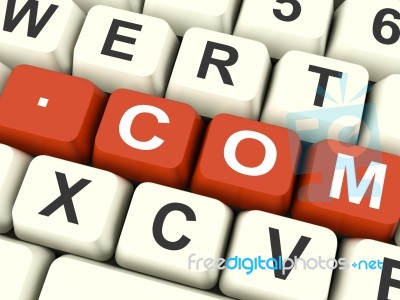 Com Key Shows Web Domain Name Stock Image