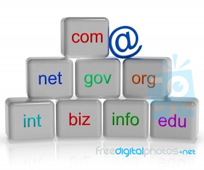 Com Net Org Blocks Shows Internet Or Web Sites Stock Image