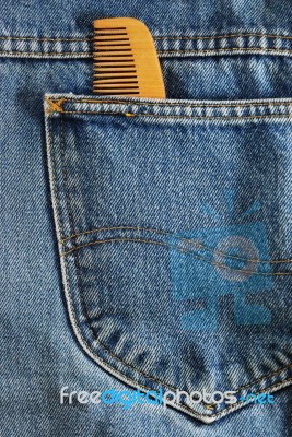 Comb In Jeans Pocket Stock Photo