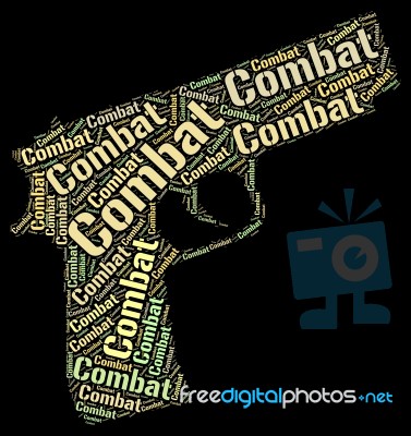 Combat Word Represents Inhibit Impede And War Stock Image