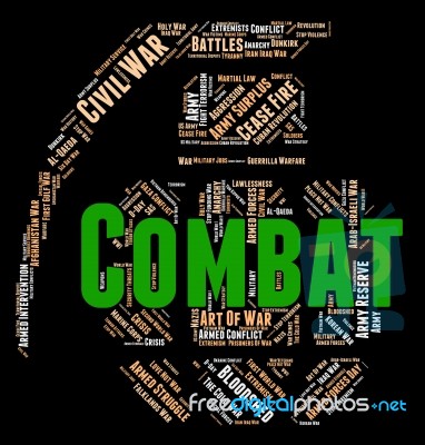 Combat Word Shows Combats Warfare And Attack Stock Image