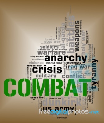 Combat Word Shows Military Action And Attack Stock Image