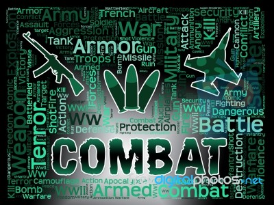 Combat Words Shows Battles Conflicts And Fights Stock Image