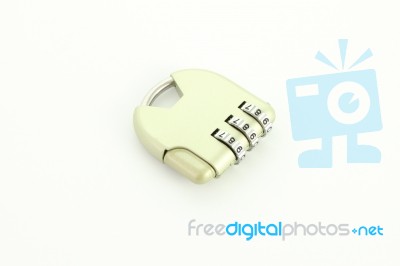 Combination Padlock Three Digit On White Background Stock Photo