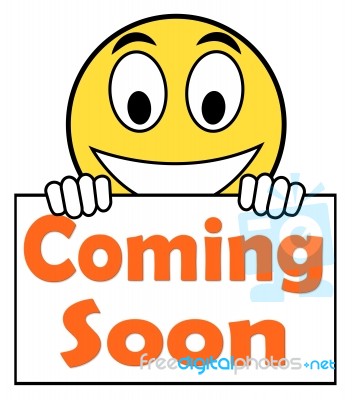 Coming Soon On Sign Shows Arriving Products Or New Arrivals Stock Image