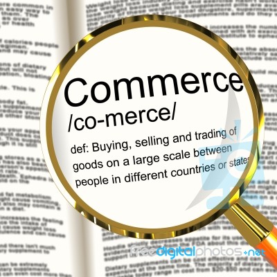 Commerce Definition Magnifier Stock Image