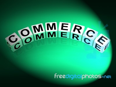 Commerce Dice Represent Commercial Marketing And Financial Trade… Stock Image