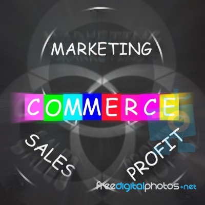 Commerce Displays Marketing Profit And Sales And Buying Stock Image