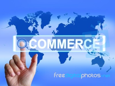 Commerce Map Shows Worldwide Commercial And Financial Business Stock Image