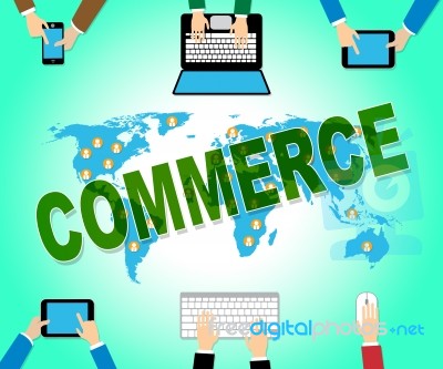 Commerce Online Indicates Web Site And Business Stock Image