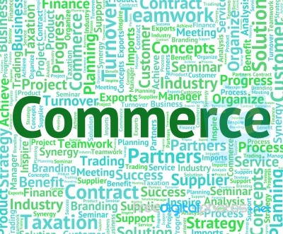 Commerce Word Represents Importing Purchase And Selling Stock Image