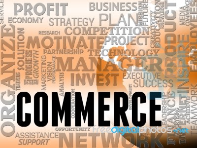 Commerce Words Represents Business Selling And Export Stock Image