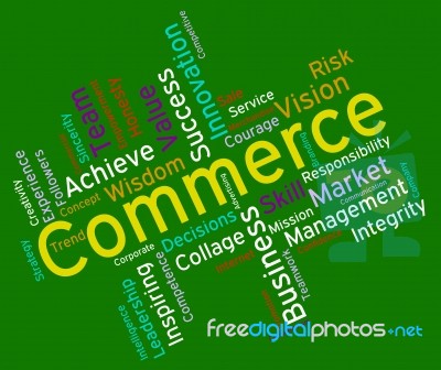 Commerce Words Represents Ecommerce Buy And Buying Stock Image