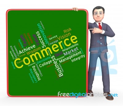 Commerce Words Represents Ecommerce Buy And Buying Stock Image