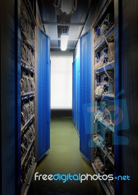 Communication And Internet Network Server Room Stock Photo