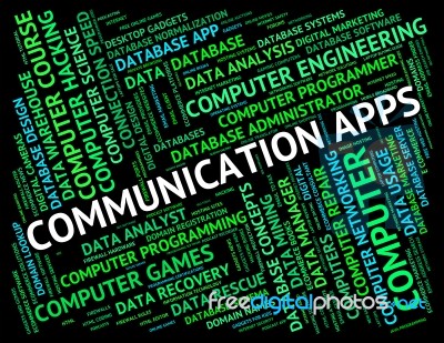 Communication Apps Represents Application Software And Communica… Stock Image