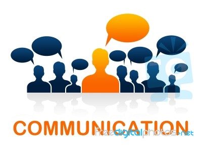 Communication Team Represents Group Communicate And Conversation… Stock Image