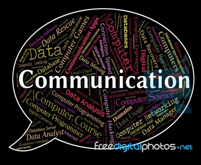 Communication Word Indicates Debate Communicating And Chatting Stock Image