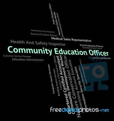 Community Education Officer Shows Togetherness Schooling And Tex… Stock Image