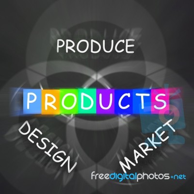 Companies Design Displays Produce Products And Market Them Stock Image