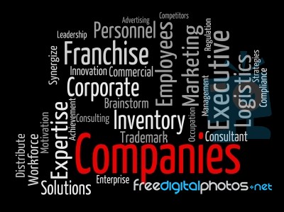 Companies Word Indicates Corporations Wordcloud And Company Stock Image