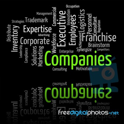 Companies Word Represents Wordclouds Businesses And Corporations… Stock Image