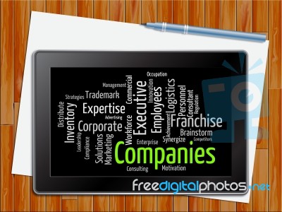 Companies Word Represents Wordclouds Businesses And Corporations… Stock Image