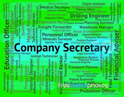 Company Secretary Means Clerical Assistant And Administrator Stock Image