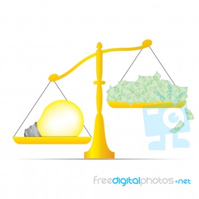 Comparison Of Idea And Money Stock Image