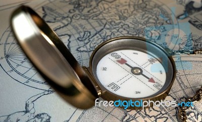 Compass And Cards Stock Photo