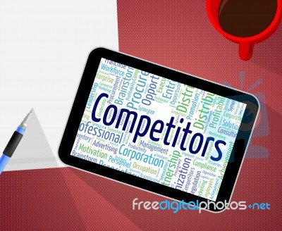 Competitors Word Represents Adversary Competing And Competition Stock Image