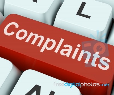 Complaints Key Shows Complaining Or Moaning Online Stock Image