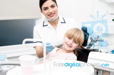 Complete Dental Checkup For Girl Stock Photo