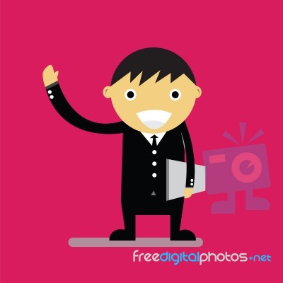 Composite Image Of Businessman Say Hi And Waving Stock Image