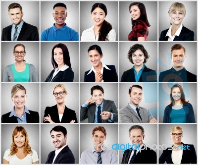 Composition Of Diverse People Smiling Stock Photo