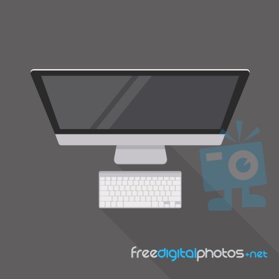 Computer Desktop And Keyboard Top View Stock Image