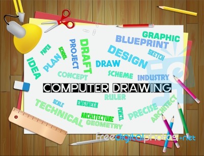 Computer Drawing Shows Sketching Design And Designer Stock Image