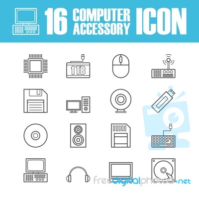 Computer Equipment Outline Icon Stock Image