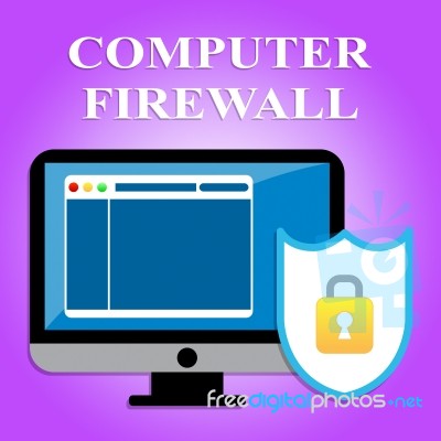 Computer Firewall Shows Web Site And Digital Security Stock Image