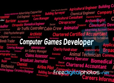 Computer Games Developer Represents Play Time And Communication Stock Image