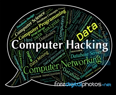 Computer Hacking Meaning Communication Vulnerable And Crime Stock Image