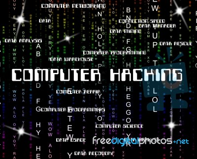 Computer Hacking Shows Crime Threat And Vulnerable Stock Image